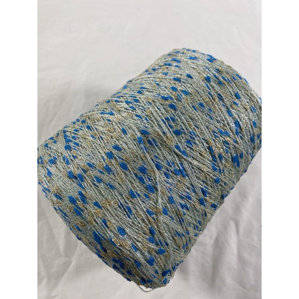 Fancy Cone Yarn Blue Gold  Slub Thread Clothes Needlework 660g  #824